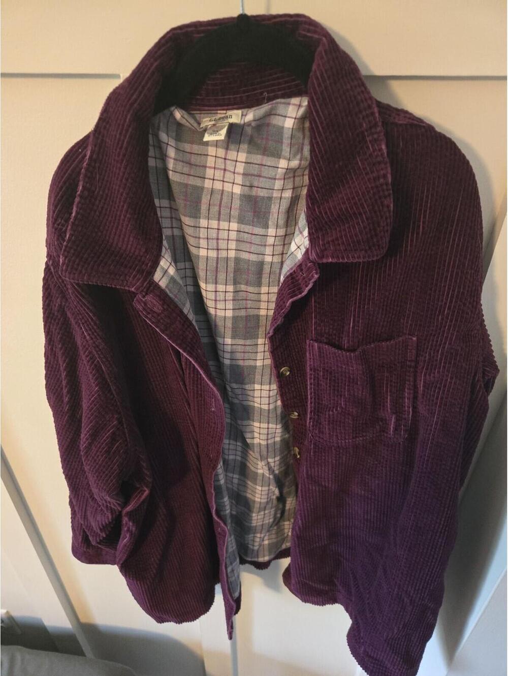 L.L. Bean Women's 2X Purple Corduroy Flannel-Lined Shirt Jacket